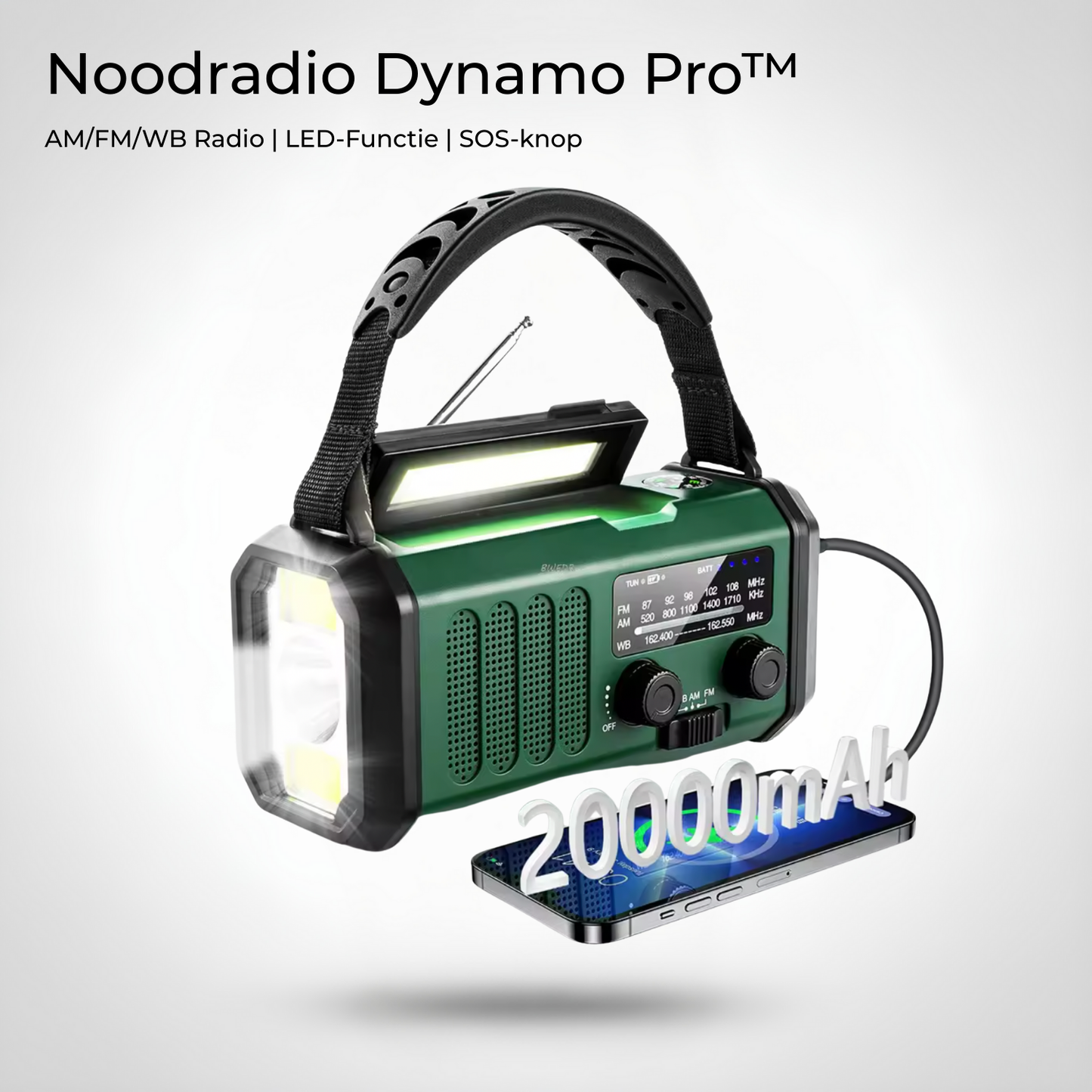 Noodradio Dynamo Pro™ – Solar & Powerbank 1200mAh